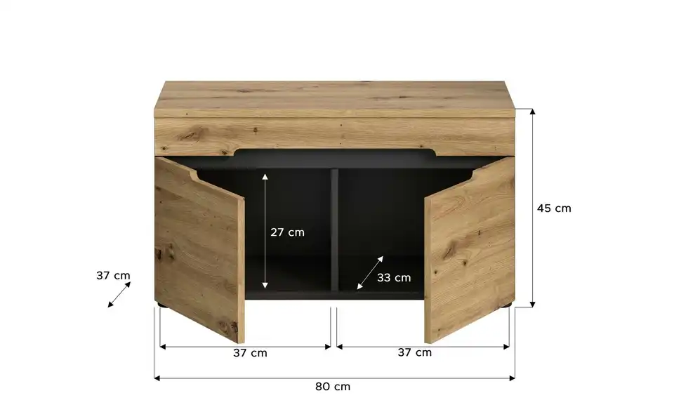 Sitzbank Canu, Bemaßung