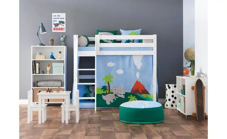 Hoppekids Vorhang Mittelhochbett 70x160 Dinosaur, in Wohnsituation