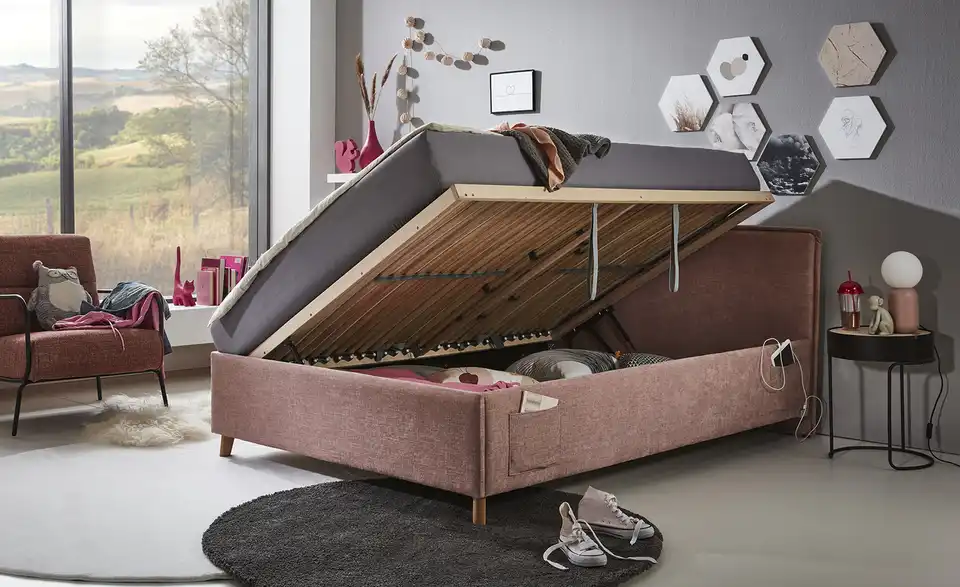 Polsterbett Fun mit trendiger Kederumrahmung, in Wohnsituation