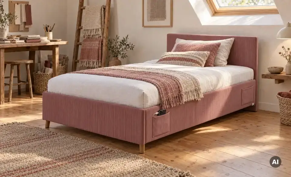 Polsterbett Cool in Cord, in Wohnsituation
