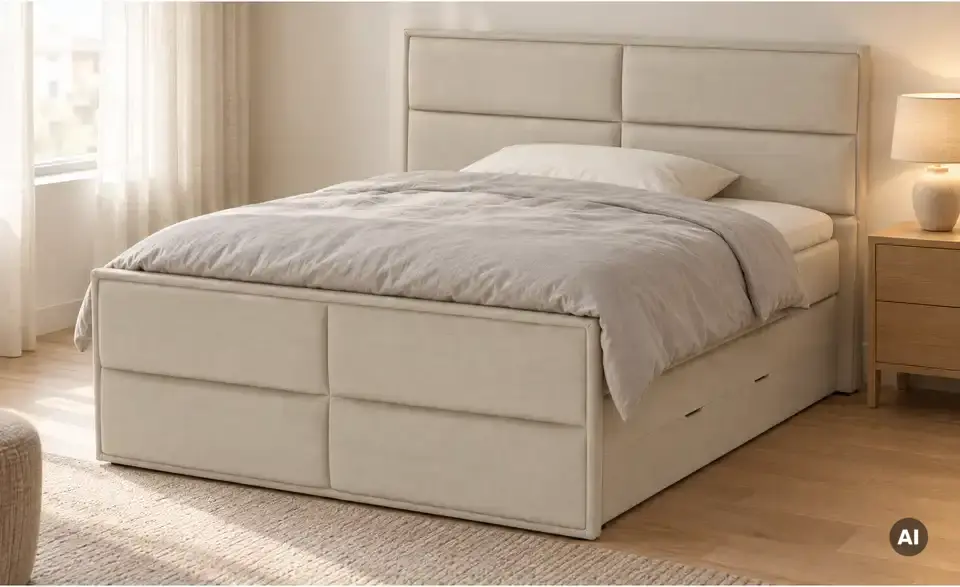 Boxspringbett Crocco mit Bettkasten, in Wohnsituation