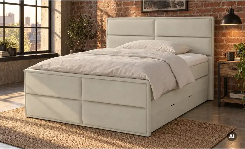 Boxspringbett Crocco mit Bettkasten, in Wohnsituation