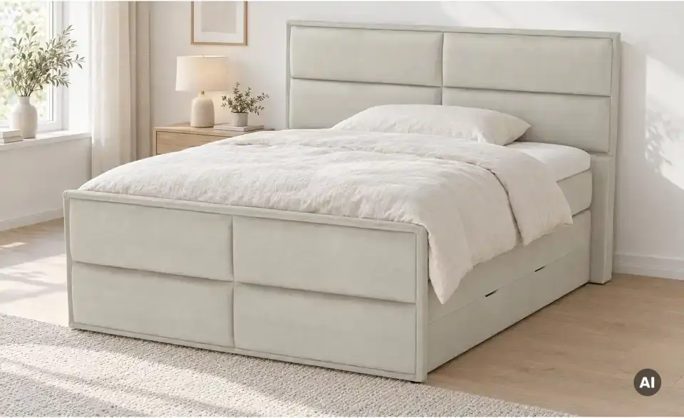 Boxspringbett Crocco mit Bettkasten, in Wohnsituation
