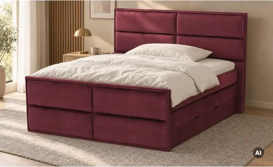 Boxspringbett Crocco mit Bettkasten, in Wohnsituation