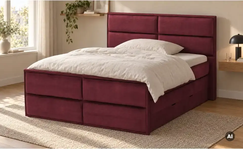 Boxspringbett Crocco mit Bettkasten, in Wohnsituation