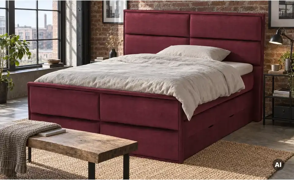 Boxspringbett Crocco mit Bettkasten, in Wohnsituation