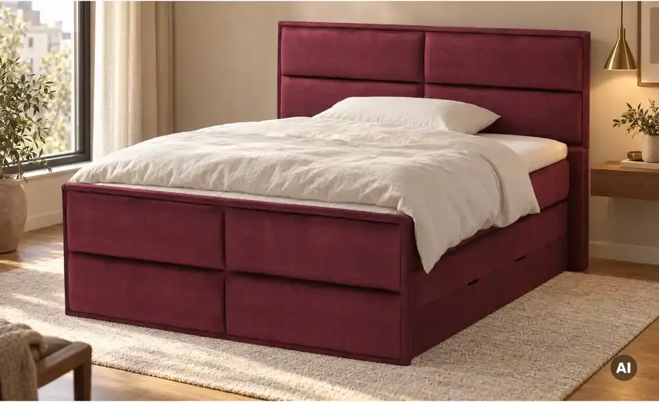 Boxspringbett Crocco mit Bettkasten, in Wohnsituation