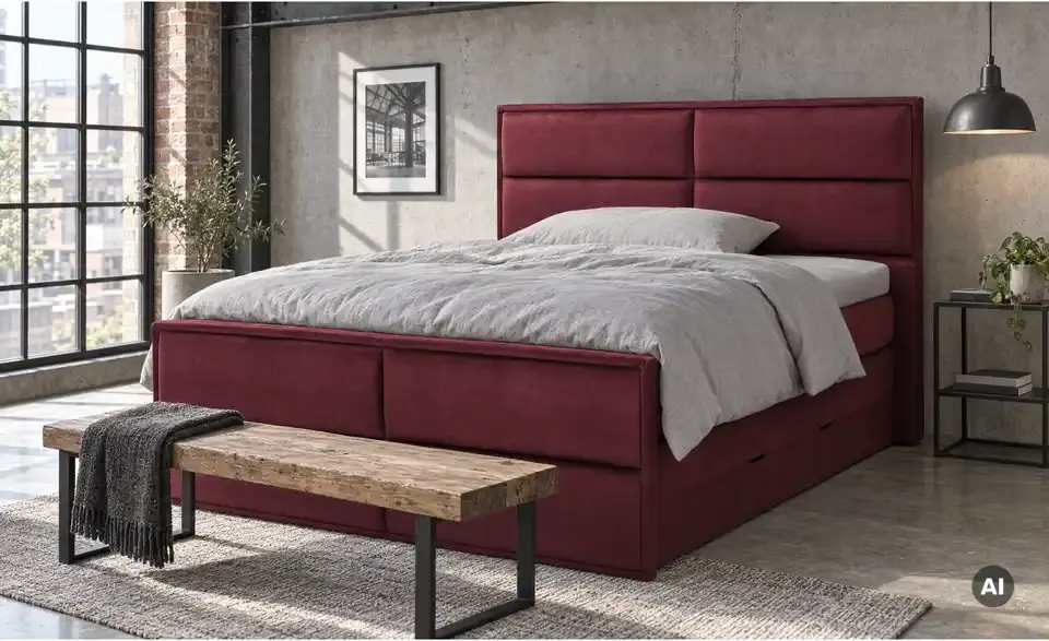 Boxspringbett Crocco mit Bettkasten, in Wohnsituation