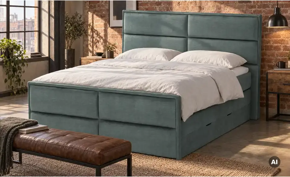 Boxspringbett Crocco mit Bettkasten, in Wohnsituation