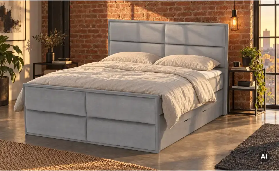 Boxspringbett Crocco mit Bettkasten, in Wohnsituation