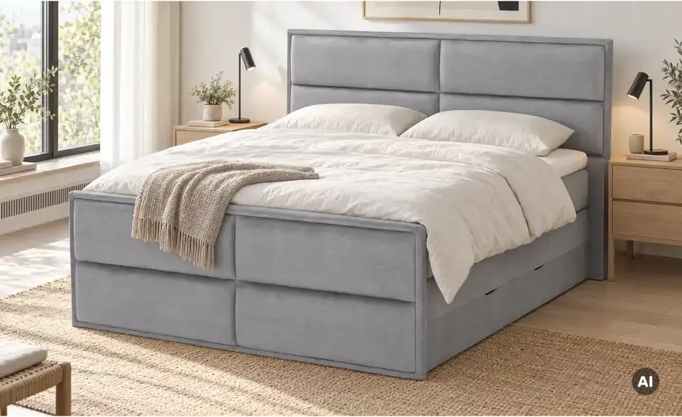 Boxspringbett Crocco mit Bettkasten, in Wohnsituation