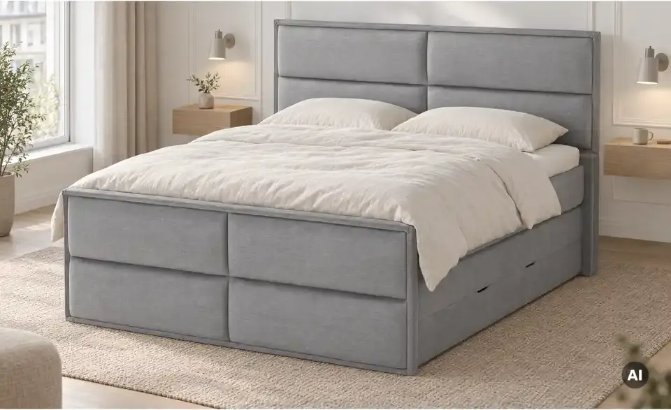 Boxspringbett Crocco mit Bettkasten, in Wohnsituation