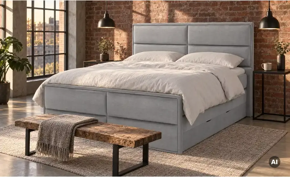Boxspringbett Crocco mit Bettkasten, in Wohnsituation