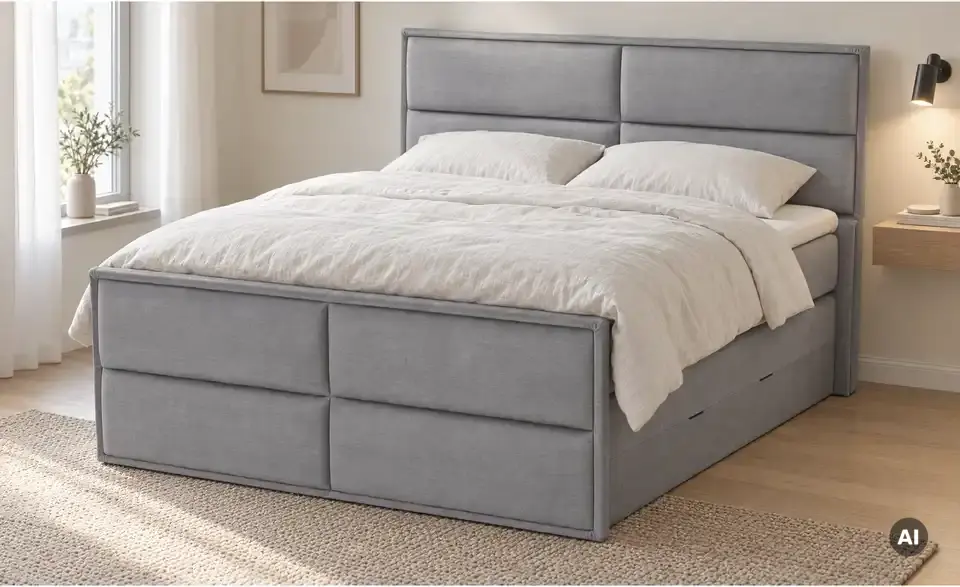 Boxspringbett Crocco mit Bettkasten, in Wohnsituation
