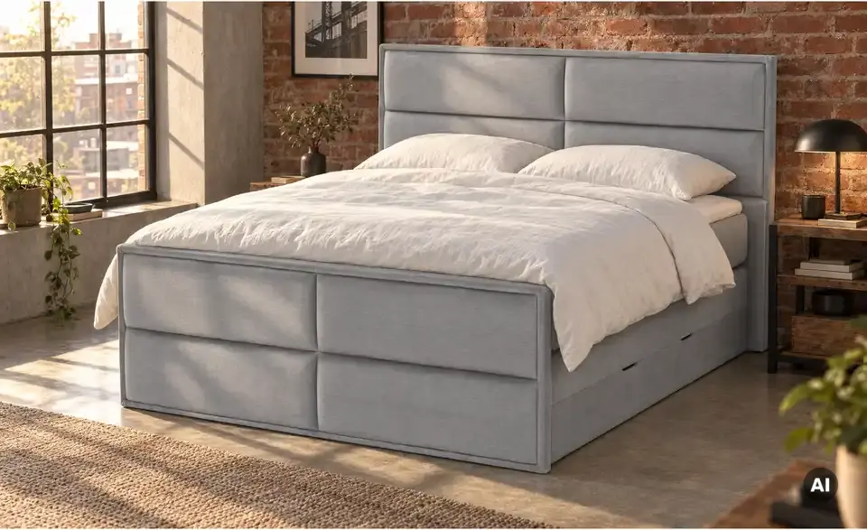 Boxspringbett Crocco mit Bettkasten, in Wohnsituation