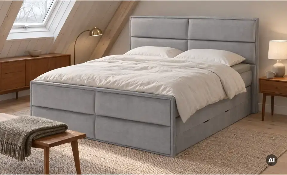 Boxspringbett Crocco mit Bettkasten, in Wohnsituation