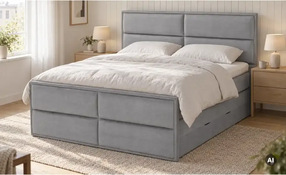 Boxspringbett Crocco mit Bettkasten, in Wohnsituation