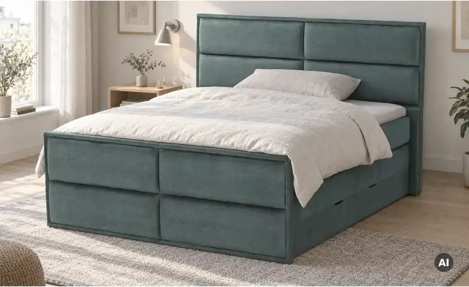 Boxspringbett Crocco mit Bettkasten, in Wohnsituation