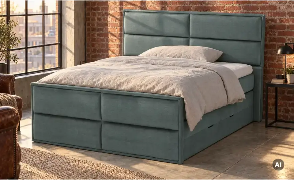 Boxspringbett Crocco mit Bettkasten, in Wohnsituation