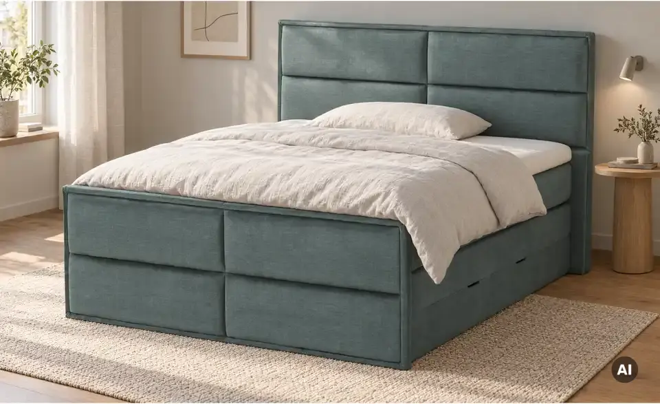 Boxspringbett Crocco mit Bettkasten, in Wohnsituation
