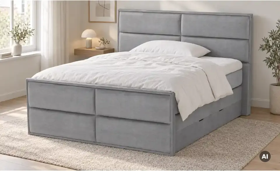 Boxspringbett Crocco mit Bettkasten, in Wohnsituation