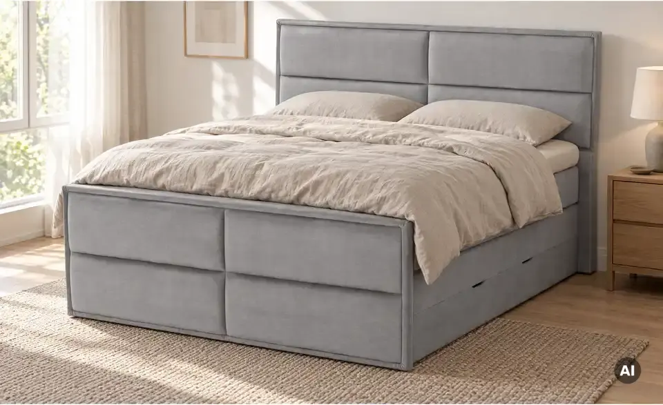 Boxspringbett Crocco mit Bettkasten, in Wohnsituation