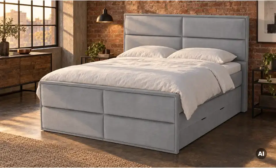 Boxspringbett Crocco mit Bettkasten, in Wohnsituation