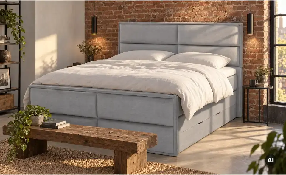 Boxspringbett Crocco mit Bettkasten, in Wohnsituation