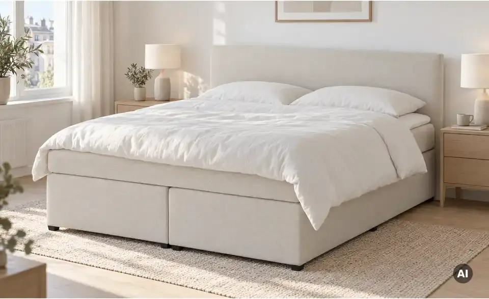 Boxspringbett Duke mit Matratze und Topper, H3, in Wohnsituation