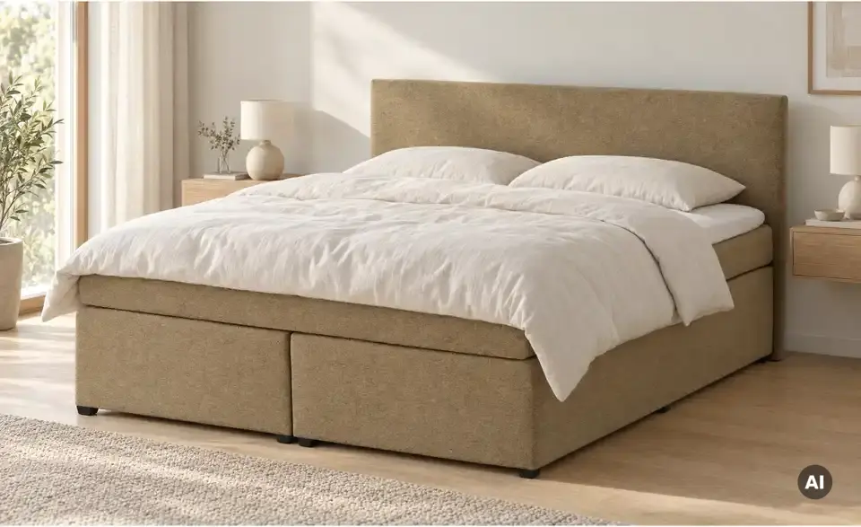 Boxspringbett Duke mit Matratze und Topper, H3, in Wohnsituation
