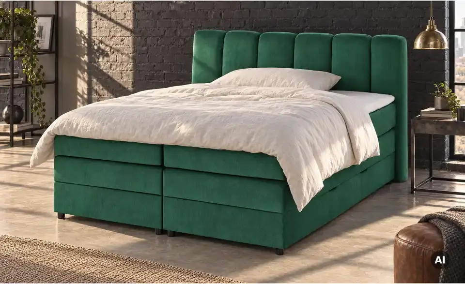 Boxspringbett Claire mit Bettkasten, in Wohnsituation