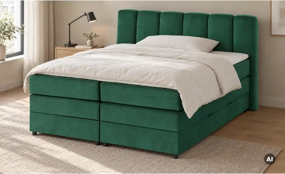 Boxspringbett Claire mit Bettkasten, in Wohnsituation