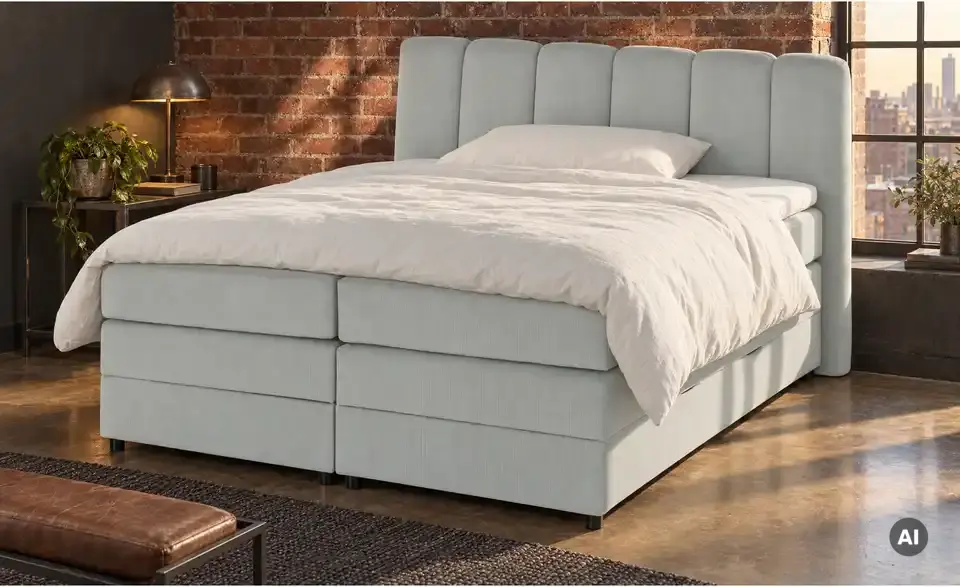 Boxspringbett Claire mit Bettkasten, in Wohnsituation