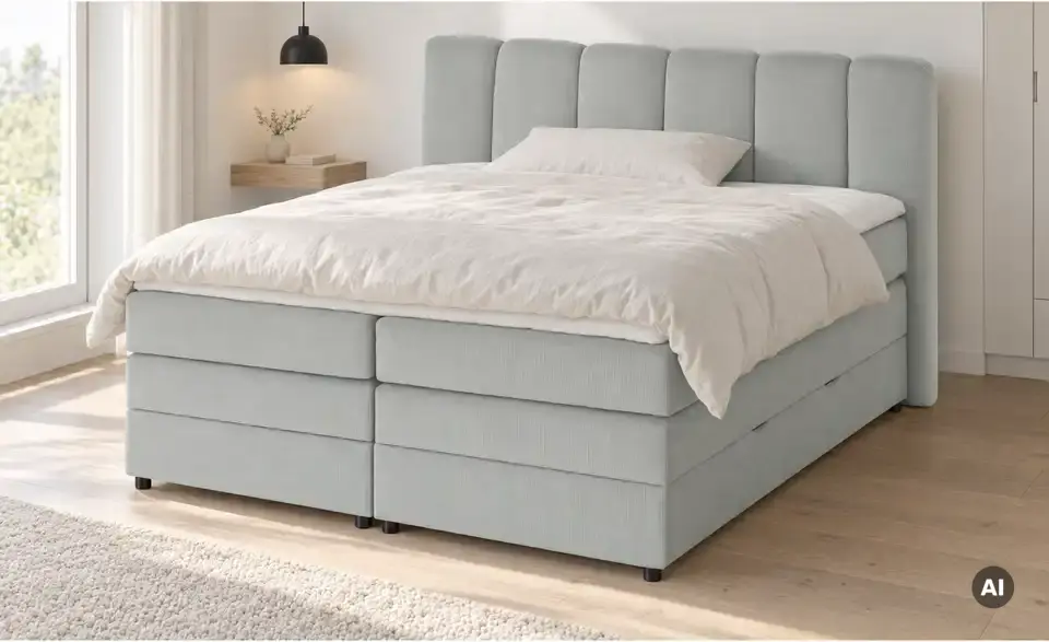 Boxspringbett Claire mit Bettkasten, in Wohnsituation