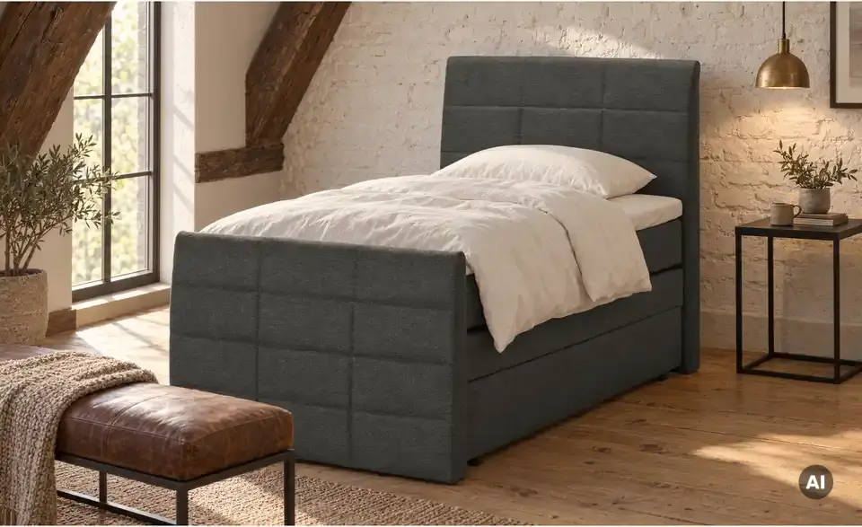 Boxspringbett Baron mit Bettkasten und Topper, in Wohnsituation