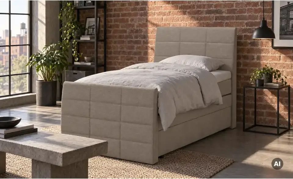 Boxspringbett Baron mit Bettkasten und Topper, in Wohnsituation