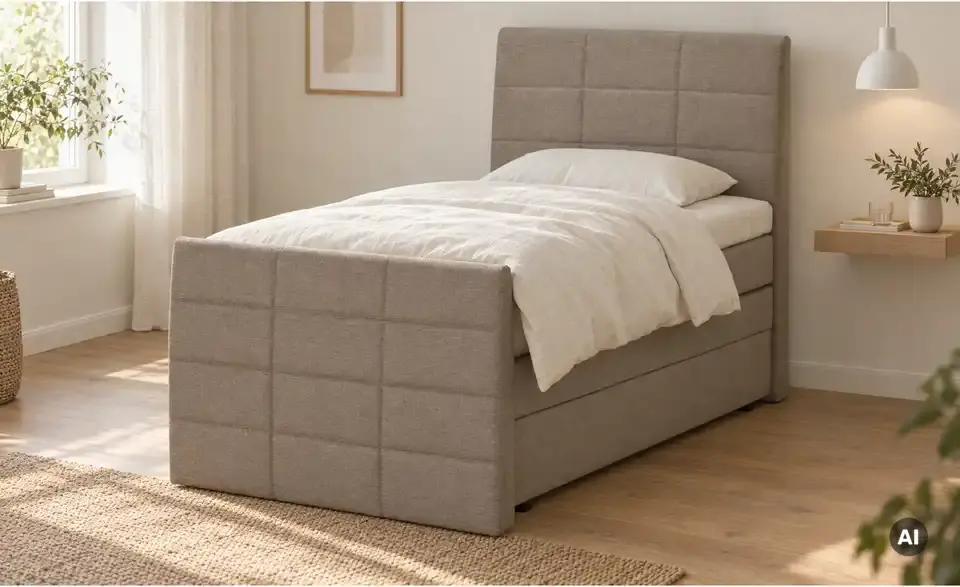 Boxspringbett Baron mit Bettkasten und Topper, in Wohnsituation