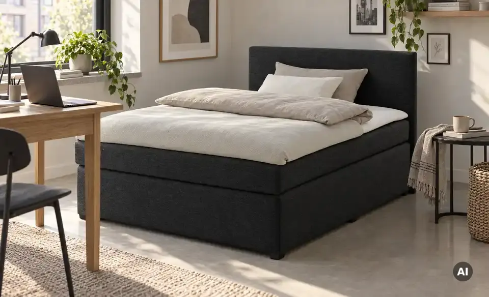 Boxspringbett Duke mit Matratze und Topper, H3, in Wohnsituation