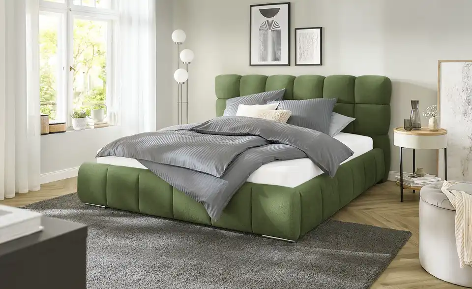 Polsterbett Savio mit Bettkasten, in Wohnsituation