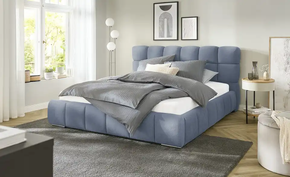 Polsterbett Savio mit Bettkasten, in Wohnsituation