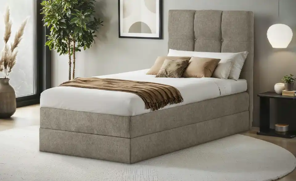 Boxspringbett Leeds mit Bettkasten, in Wohnsituation