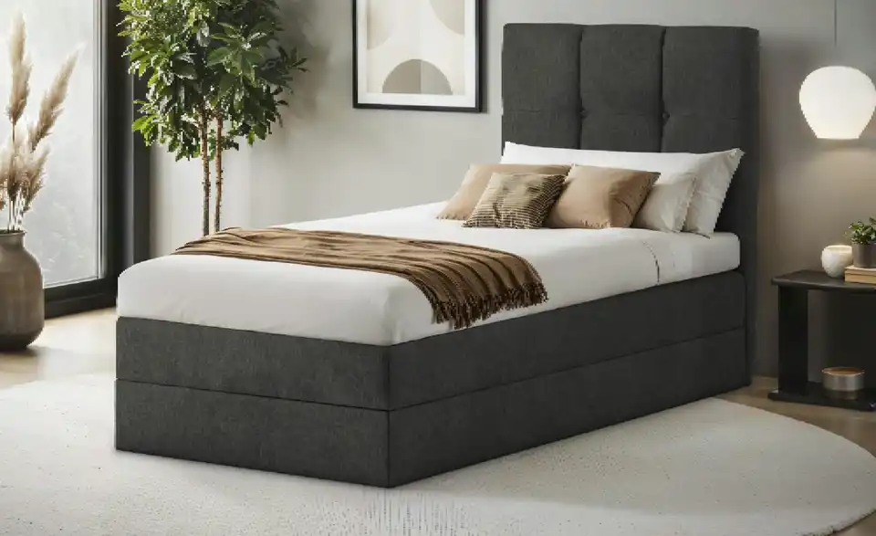 Boxspringbett Leeds mit Bettkasten, in Wohnsituation