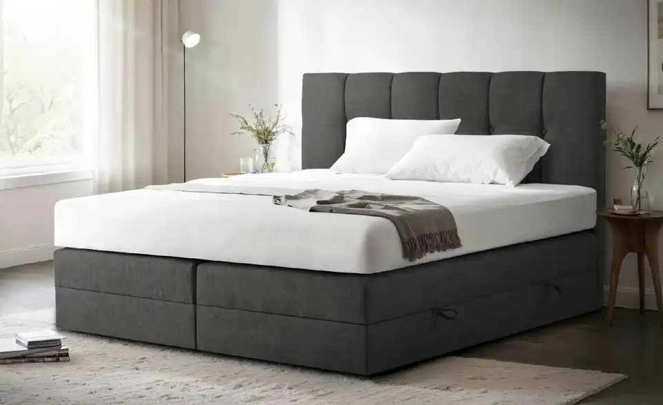 Boxspringbett Leeds mit Bettkasten, in Wohnsituation