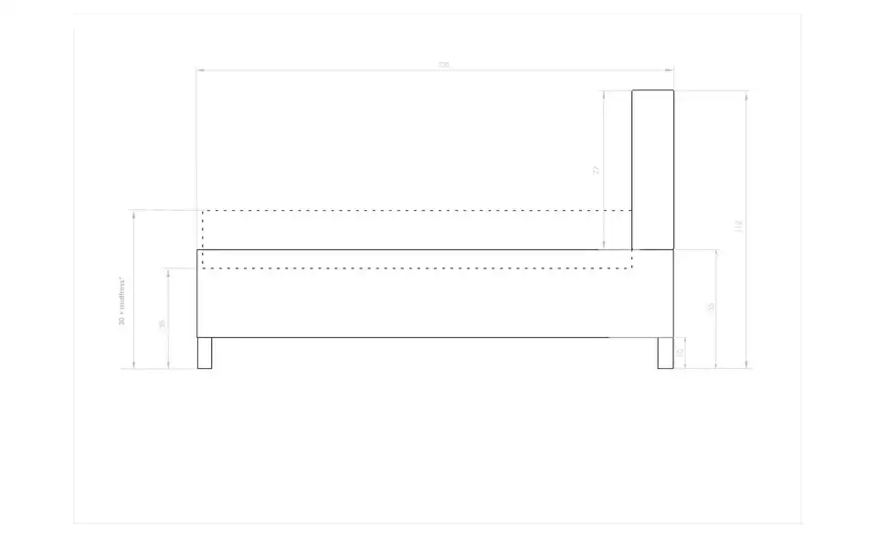 Miuform Polsterbett Sleepy Luna gemustert, Bemaßung