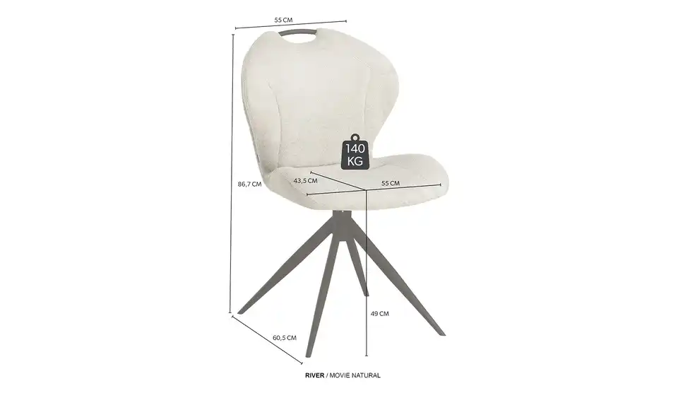 uno Esszimmerstuhl River, Bemaßung