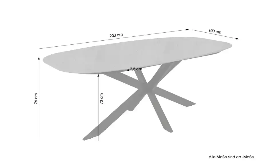by Living Esstisch Oval, Bemaßung