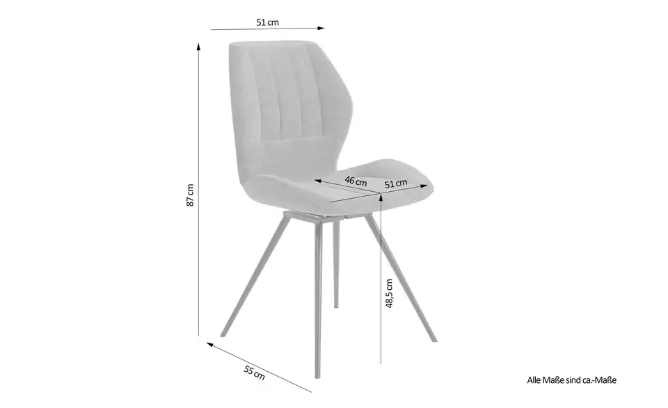 by Living Esszimmerstuhl 2er-Set Manhattan, Bemaßung