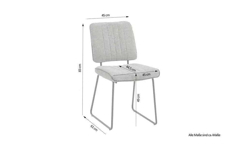 by Living Esszimmerstuhl 4er-Set Liam, Bemaßung