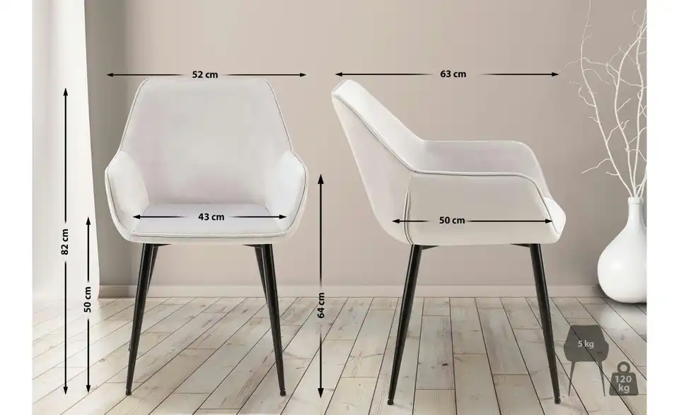 Armlehnenstuhl, Bemaßung