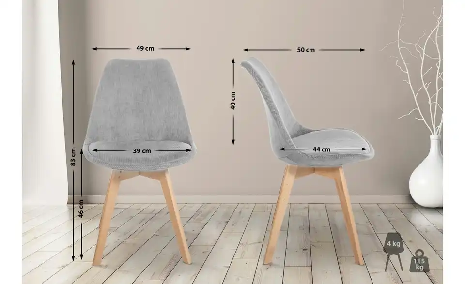 Esszimmerstuhl Linares, Bemaßung